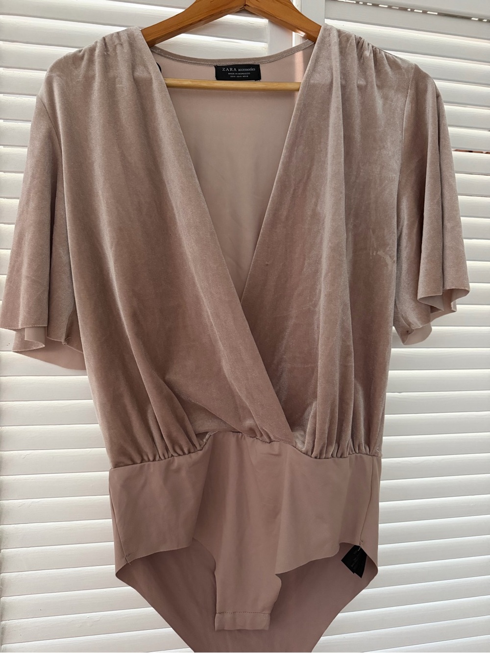 Zara Accessories Blush Pink Velvet Wrap Top